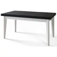 Alpi Möbel Skandi Table de salle à manger, rectangulaire, extensible, dimensions : 160-210 x 90 x 78 cm, couleur : noir, avec pieds en bois de couleur blanche