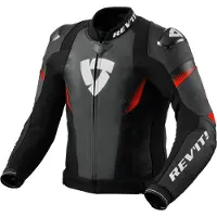 REV'IT! Veste moto en cuir perforé Revit Control, noir/rouge, 56