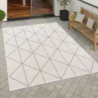 Paco Home Tapis d'extérieur résistant aux intempéries Motif bohème scandinave Losanges Robuste Balcon Terrasse Cuisine Dimensions 120 x 160 cm