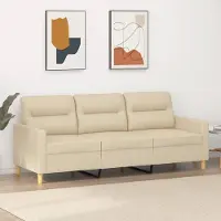 Prolenta Canapé exclusif, 3 places, couleur crème, 180 cm, revêtement en tissu
