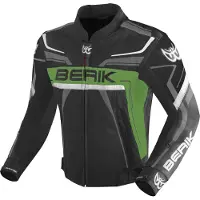 Berik Blouson en cuir Absolute Race, noir/vert/anthracite, 52