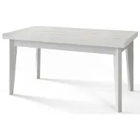 Alpi Möbel Skandi Table de salle à manger, rectangulaire, extensible, dimensions : 160-210 x 90 x 78 cm, couleur : marbre, avec pieds en bois de couleur blanche