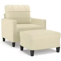 vidaXL Fauteuil avec pouf Crème 60 cm Similicuir