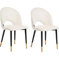 Beliani Lot de 2 chaises de salle à manger tapissées de velours beige clair pieds noirs design rétro glamour
