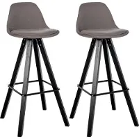 CLP Lot de 2 tabourets de bar, revêtement en tissu, forme carrée, avec patins de protection