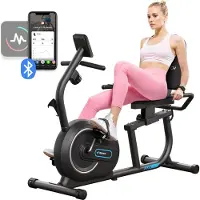 Merach Vélo D'appartement Semi-allongé Magnétique - , 8 Niveaux De Résistance, Écran LCD, Poignées De Fréquence Cardiaque