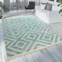 Paco Home Tapis d'extérieur moderne Motif losanges Look vintage Tissage plat Résistant aux intempéries Dimensions 120 x 170 cm