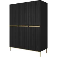 Bogart Armoire Nicole, 3 portes, 150x220x62 cm, chambre à coucher, noir/doré