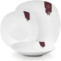 Berlinger Haus Set d'assiettes manger 18 pices Leonardo Collection blanc-bourgogne