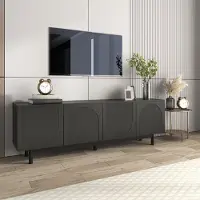 MODFU Meuble TV Élégant - Design Moderne avec Panneaux Réglables, Structure en MDF, 175x38x56 cm, Noir