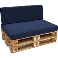 Pokar Coussin pour palette Coussins de palette avec housse amovible Canapé de palette, Taille:Set coussin d'assise 120x80 + coussin de dossier 120x40, Couleur:Bleu foncé