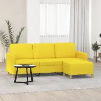 Prolenta Maison Exclusive - Canapé 3 places avec pouf, jaune clair, 180 cm, tissu