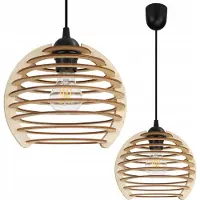 Light11 HOME Suspension, lustre, bois, abat-jour LED