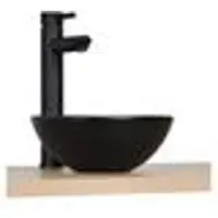MOB-IN Vasque lave-mains à poser ronde en céramique noir 26cm