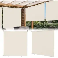 Fiqops Faziango Lot de 2 stores verticaux 100 x 240 cm Store de balcon Beige Protection visuelle Protection solaire Résistant aux UV Imperméable Balcon Terrasse