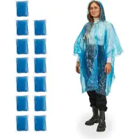 Relaxdays Unisexe, Vestes de pluie, 13x poncho de pluie, Bleu, (Taille unique)