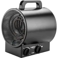 GRUPA TOPEX NEO TOOLS Chauffage électrique 2kW industrie, élément chauffant en acier inoxydable, thermostat réglable, protection contre la surchauffe, avec ventilateur, poignée isolée, débit d'air 253 m3/h