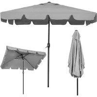 Springos Parasol de jardin Rectangulaire fonction bascule manivelle - Gris clair