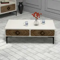 Skye Decor , Samba - Cream, table basse, noyer, 100 % PANNEAUX DE PARTICULES MÉLAMINÉS, 105 x 60 x 34,6 cm