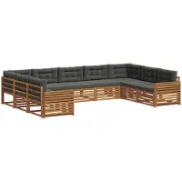 vidaXL Ensemble de canapés d'extérieur avec coussins 9 pièces Nature et Anthracite