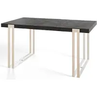 Alpi Möbel Table de salle à manger rectangulaire ROSA, table extensible, dimensions : 140-240 x 80 x 77 cm, table de salon, couleur : gris foncé, avec pieds en métal de couleur blanche