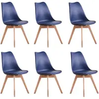Life Interiors Lot de 6 Chaises Scandinaves Bleu Nuit Lorenzo - Assise Rembourrée - Salle à Manger, Cuisine, Chambre