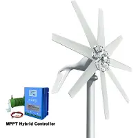 OEM Éolienne horizontale, puissance de sortie, design 8 pales, avec contrôleur LCD, 1000W, 12V