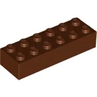 LEGO 2x6 brique 2456 - 100 pièces rouge-brun