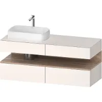 Duravit Collection One Meuble sous-vasque sur console, 2 tiroirs, 2 coulissants, découpe à gauche, 1400x550x600mm, niche en chêne mamelonné, QA4765055840000