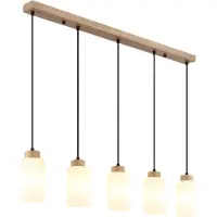 Globo Suspension, bois, marron, verre opale, 5 ampoules, H 120 cm