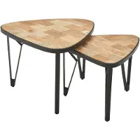 Wohnling Set de 2 tables gigognes triangulaires en manguier / acacia |
