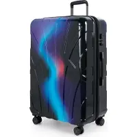 Suitline - Valise de voyage grande extensible, valise XL 4 roulettes, valise à roulettes coque rigide, trolley Hardcase Check-In Bagages 20-23 kg, sangle 158 cm, TSA,Neon Blue