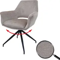 Mendler Chaise de salle à manger HWC-M53, chaise de cuisine rembourrée avec accoudoirs, pivotante Auto-Position, métal tissu/textile taupe