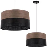 Light11 HOME Lampe À Suspendre Unique, Abat-Jour En Placage De Noyer, 35 Cm