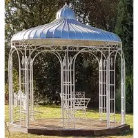 Casa Padrino Pavillon de jardin Ø 325 x H. 350 cm, couleur blanche, Pavillon en fer forgé avec toit en tôle galvanisée, couleur:blanc