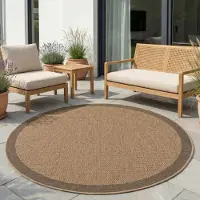 Carpetsale24 Tapis Intérieur Extérieur Imperméable Aspect Naturel Jute Idéal pour Salon Cuisine Terrasse et Balcon, Taille: 160 cm Rond