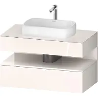Duravit Collection One Meuble sous-vasque sur console, 1 tiroir, 1 tiroir, découpe au centre, 1000x550x600mm, niche blanc ultra-brillant, QA4731022220010