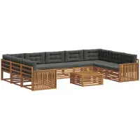 vidaXL Ensemble de salon de jardin 10 pièces, couleurs : naturel et anthracite