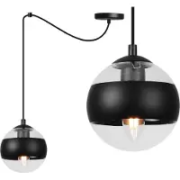 Light11 HOME Lampe à suspendre Toledo araignée noire 1 flamme avec abat-jour en verre noir E14