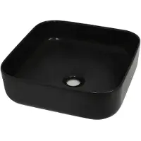 Syfax Lavabo carré Céramique Noir 38 x 38 x 13,5 cm