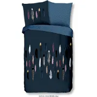 Muller Textil Enveloppe de couette "plumes" - Bleu - (200x200 cm) - Coton