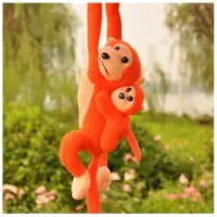 Lean Toys Mascotte peluche singe avec bébé orange 90 cm