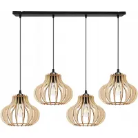Light11 HOME Suspension, lustre, bois, abat-jour LED