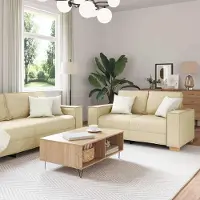 Prolenta Maison Exclusive - Ensemble de canapés 2 pièces avec coussins, tissu crème