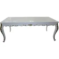 Casa Padrino Table de salle à manger baroque blanc brillant / or - Table de salle à manger - toutes les tailles
