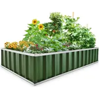 KING BIRD Bac à plantes surélevé en métal 174x90x30cm Bac à fleurs Étiquettes en T Gants