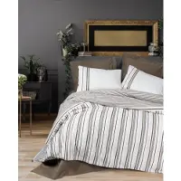 Syfax Parure de lit 220 x 240 cm, 100% coton renforcé, Brun, 2 taies d'oreiller 60 x 60 cm