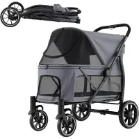 Northix Poussette pliable pour chien avec roues tout-terrain, grise