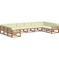 vidaXL Ensemble de salon de jardin, 10 pièces, couleurs naturelles et crème