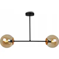 Light11 HOME Light-Home Tuluza lampe à suspendre - Suspension en métal et en verre - E27 - 2 feux - verre en cuivre - noir et or